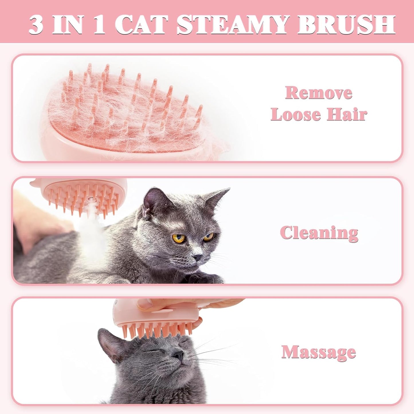 3-in-1 Dampfbürste für Katzen